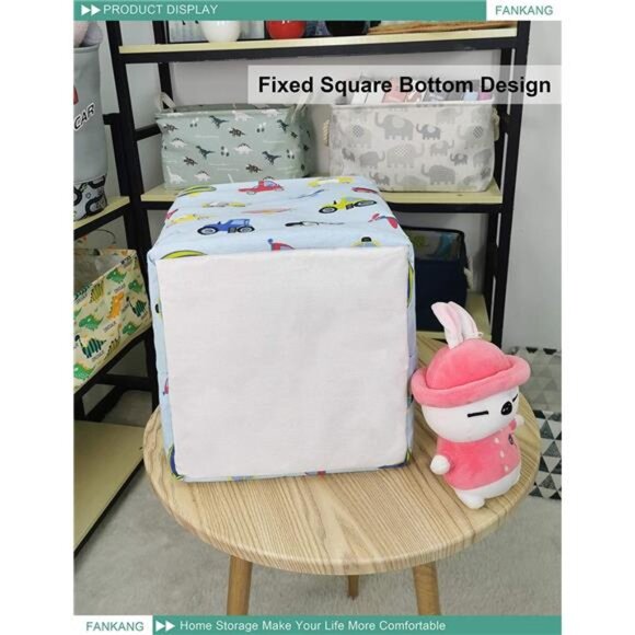 Square Nursery Hamper Storage Bins Canvas LaundryBasket Foldable with Waterproof - Picture 7 of 8